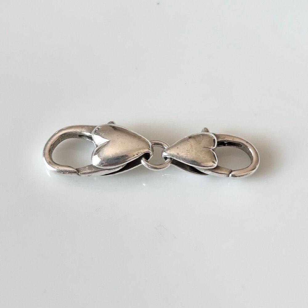 BRIGHTON Double Heart Lobster Clasp Extender Bracelet or Necklace Silver